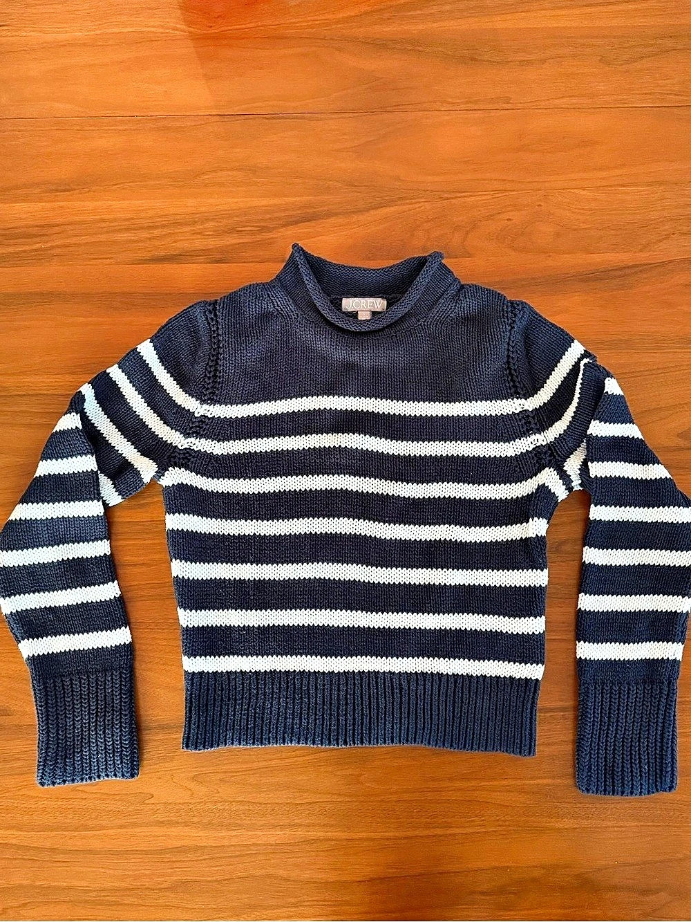 J.Crew 2025 Rollneck™ sweater in stripe Striped Crewneck Sweater Blue & White